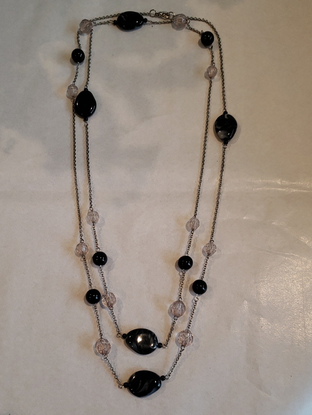 Elegant Double-Strand Black Bead Necklace